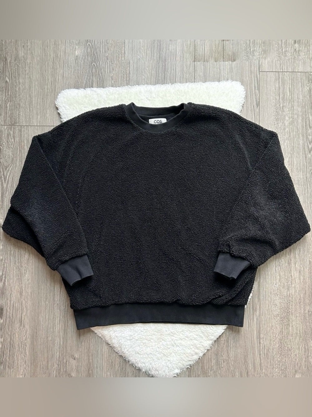 COS Black Fuzzy Teddy Bear Sweater